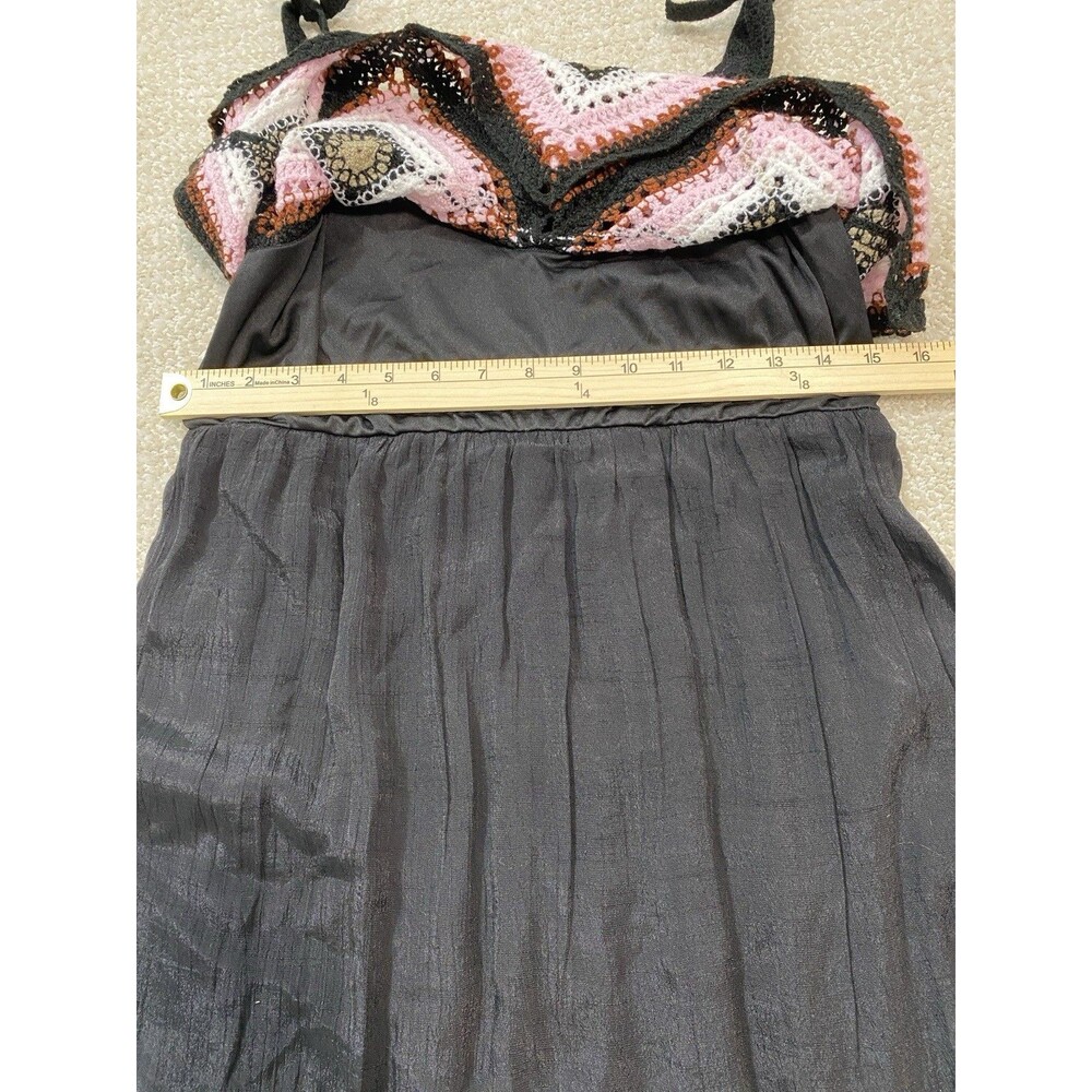 REBELLION Crochet Geometric Maxi Dress Sleeveless Black Pink Size M - Picture 11 of 15